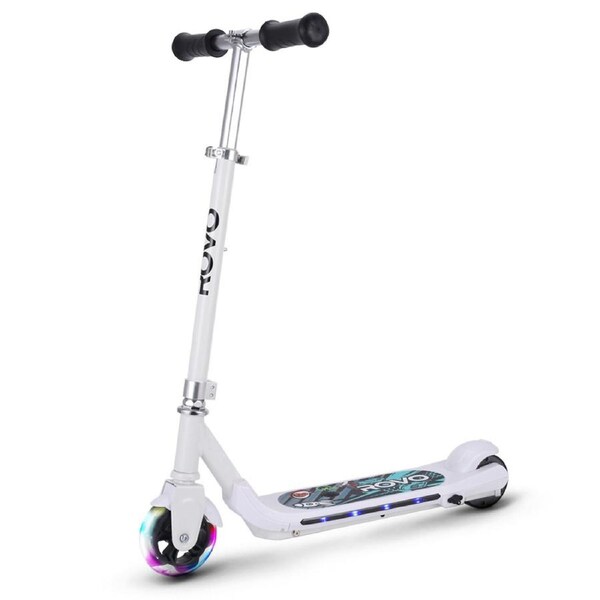 Rovo Kids WhizKid Electric Scooter Ages 5-11, Adjustable Height, AU Compliant, Lithium Battery, Brushless Motor, White