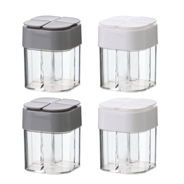 4X 4 in1 Seasoning Jar 4 Compartment Spice Storage Box Kitchen Organisation Case