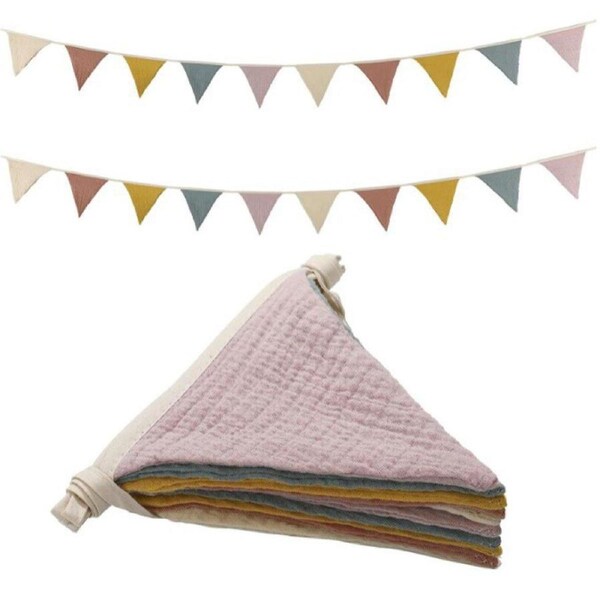 2PCS Triangle Bunting Flag Garland Hanging Flag Banner for Wedding Parties