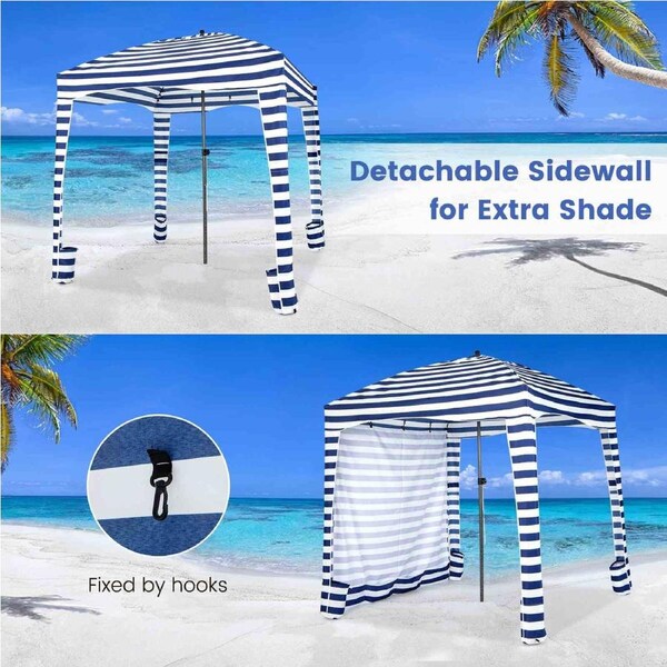 Costway 215-240cm Height Adjustable Foldable Beach Cabana Tent Canopy Portable Detachable Sun Shelter Patio Blue