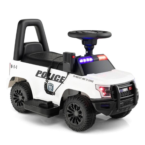 Costway 6V Electric Ride On Car Police Car Toy Vehicle for 18-60 Months White