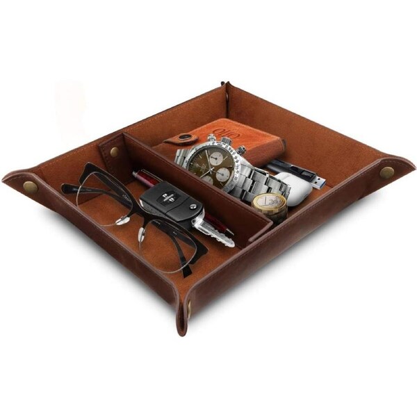 Londo - Leather Tray Organizer - Practical Storage Box for Wallets, Watches, Keys, Coins, Cell Phones and Office Equipment