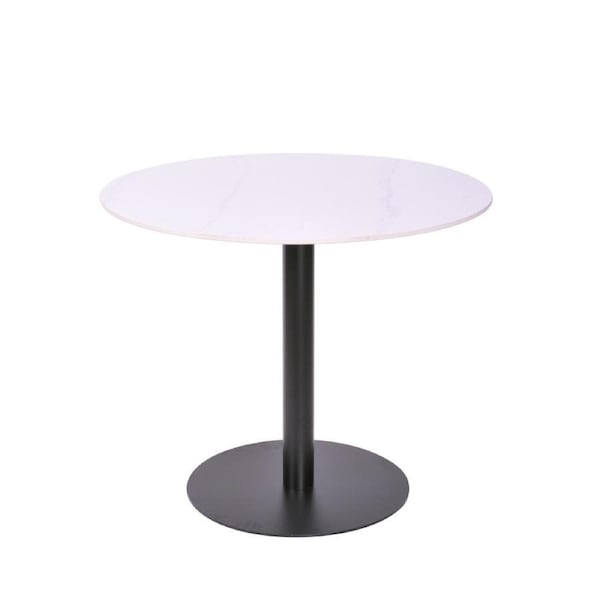 Raimon Furniture Ettore Ceramic Round Modern Kitchen Dining Table 90cm Metal Frame White Sevella