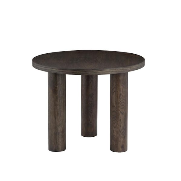 Raimon Furniture Angelo Wooden Dark Oak Veneer Round Modern End Lamp Side Table Coffee