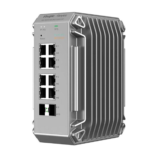 Ruijie Reyee RG-NIS3100-8GT2SFP-HP Industrial Managed Switch, 8-Port Gigabit PoE/PoE+, 2-Port SFP, 240W PoE Power budget