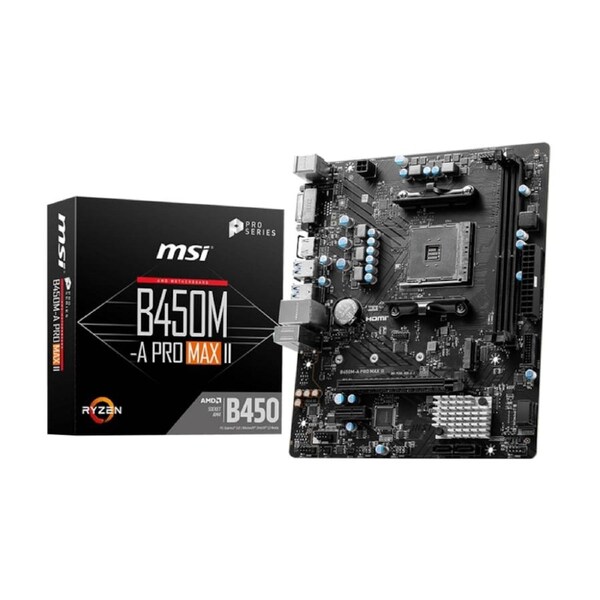 [B450M-A PRO MAX II] MSI Motherboard, for AMD CPU, DDR4, AM4, Micro-ATX MB