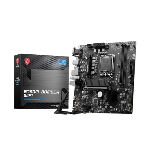 MSI B760M BOMBER WIFI Motherboard, for Intel CPU, DDR5, LGA1700, Micro-ATX MB