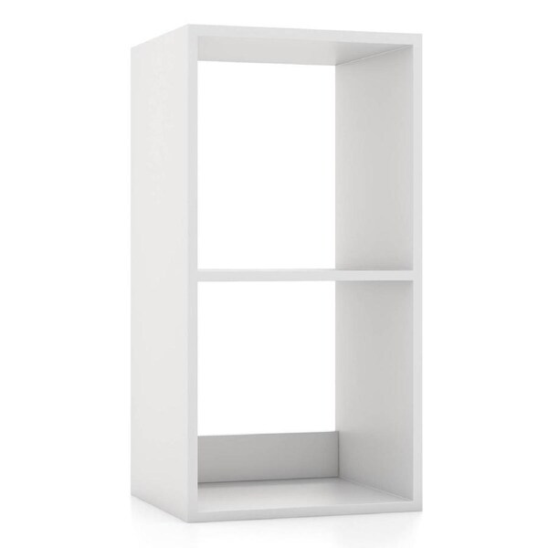 Giantex 2-Tier Storage Bookshelf Open Display Shelf Large Free-standing Bookcase White