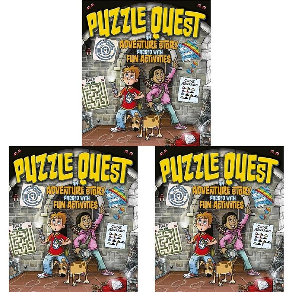 3x Puzzle Quest An Adventure Story Packed w/ Fun Activities Kids/Child Book 7y+