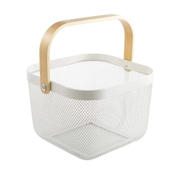 Hollow Iron Storage Basket for Fruit Vegetables Draining Organizer Kitchen Decor