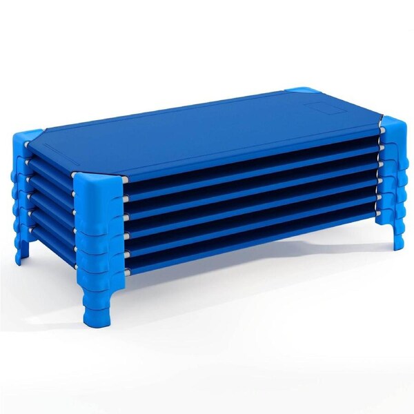 Costway Stackable Travel Cot Portable Bassinet Portacots Playpen Bed Side Sleeper Cradle Blue
