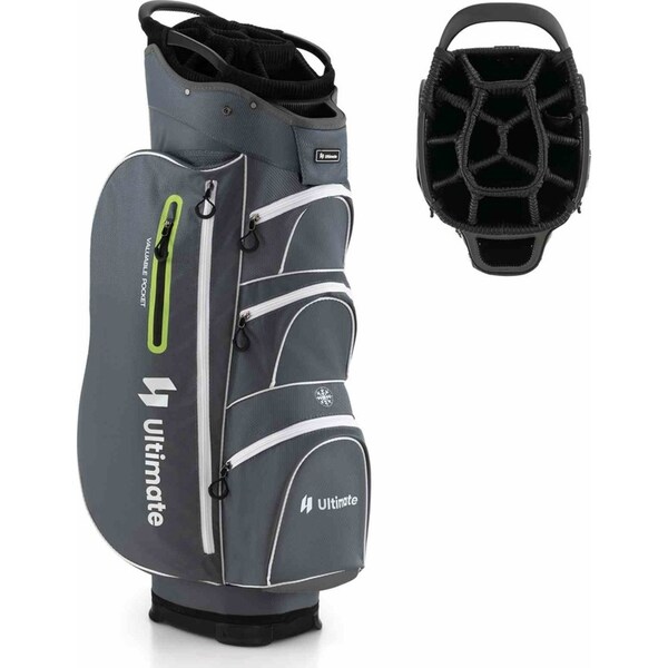 Costway Golf Cart Bag Club Stand Bag w/15 Way Top Dividers & Zippered Rain Cover Green