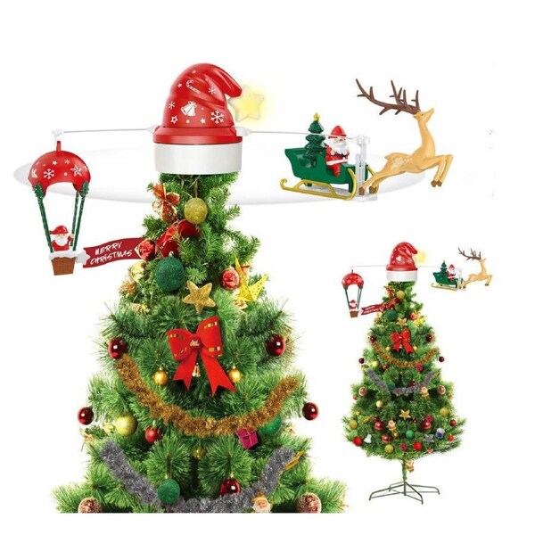 Light Up Musical Tree Topper Flying Santa