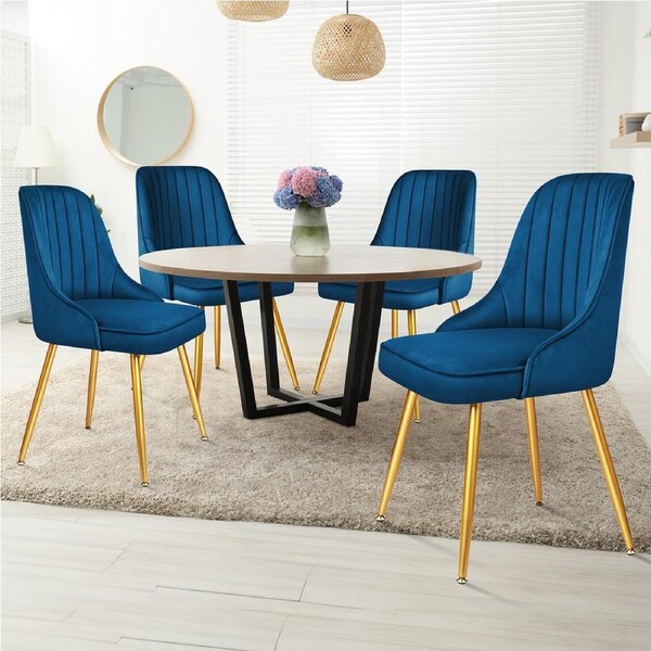 ALFORDSON 4x Dining Chairs Kitchen Accent Lounge Padded Tufted Seat Velvet Blue