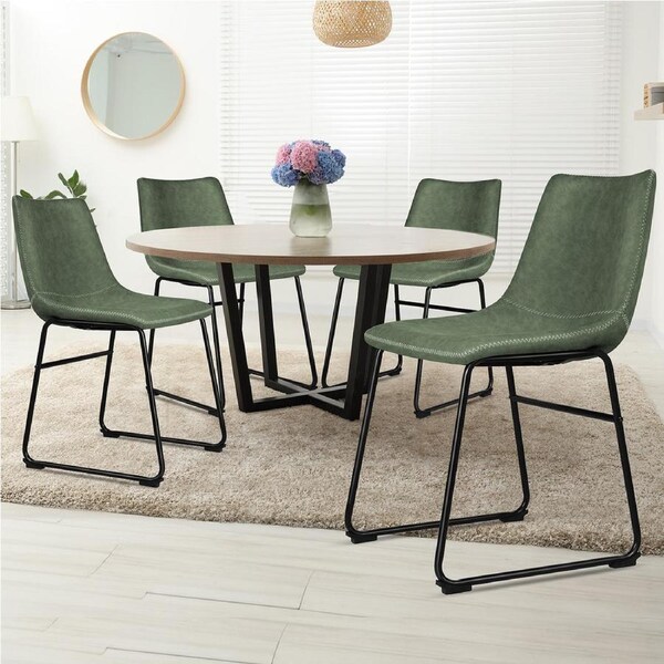 ALFORDSON 4x Dining Chairs Kitchen Lounge Cafe Seat Retro PU Leather Green