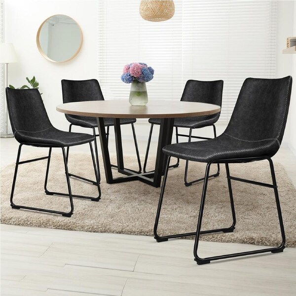 ALFORDSON 4x Dining Chairs Kitchen Lounge Cafe Seat Retro PU Leather Black