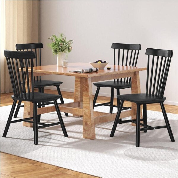 ALFORDSON 4x Dining Chairs Kitchen Lounge Cafe Retro Solid Wood Modern Black