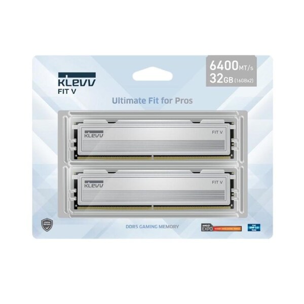 Klevv FIT V 32GB KIT(2*16GB) DDR5 Gaming Desktop Memory 6000MHz CL32 White [KD5AGU880-60A320F]