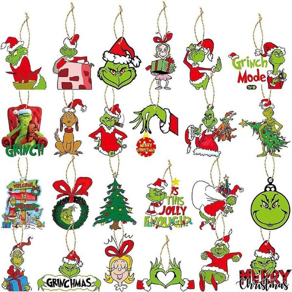 24pcs Grinch Christmas Tree Decorations Grinch Tree Ornaments - Christmas Tree Hanging Ornament Decorations Grinch Whoville Christmas Ornaments Decora