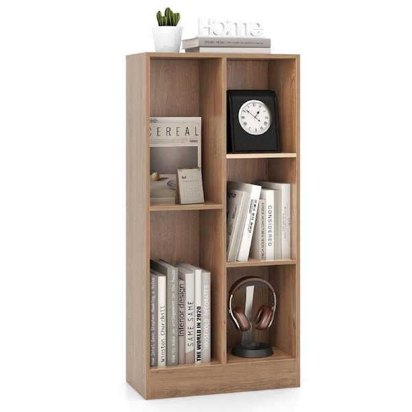 Giantex 5-Cube Storage Bookshelf Large Bookcase Free-standing Storage Shelf Natural