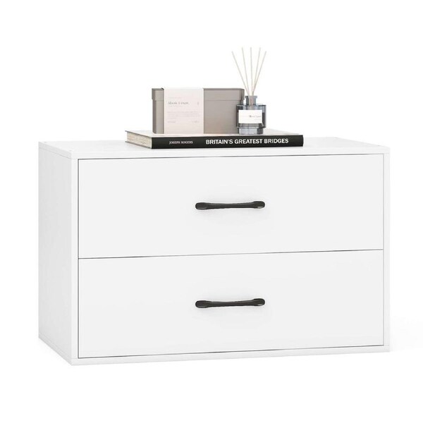 Giantex 2-Drawer Dresser Chest of Drawers Side End Table Storage Cabinet White