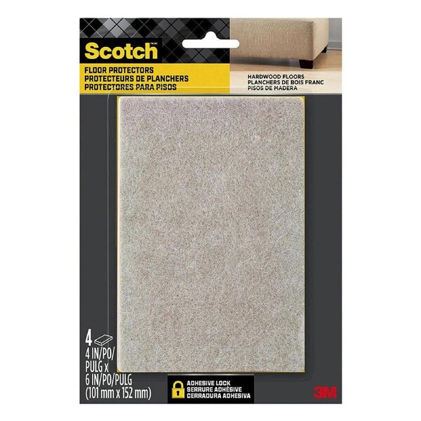 Scotch Rectangle Felt Pads 4pk (Beige)