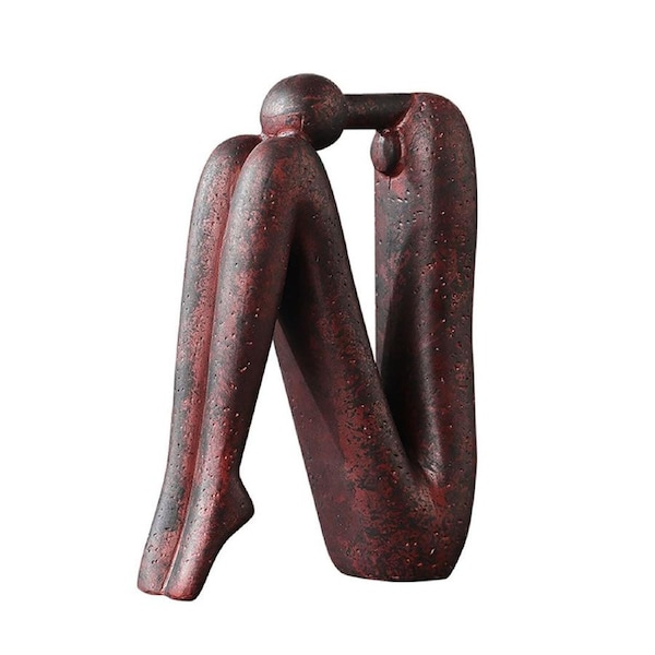 SOGA 13x20cm Ornament Modern Stickman Art Sculpture Minimalist Resin Statue Round Head for Home Decor and Bookend
