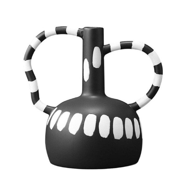 SOGA 26.5x17cm Ornament Vase with Polka Dot Handicraft Decorations in Living Room Home Decor