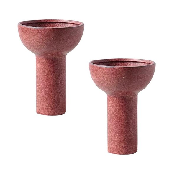 SOGA 2X 15x19.5cm Ornament Brown Minimalist Nordic Versatile Ceramic Vase Modern for Home Decor