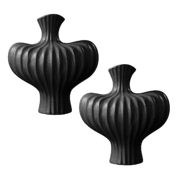 SOGA 2 Pack 30cm Large Black Ceramic Vases