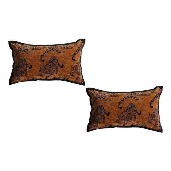 SOGA 2X 30cm Throw Pillow Dark Brown Leopard Lumbar Decorative Cushion for Living Room