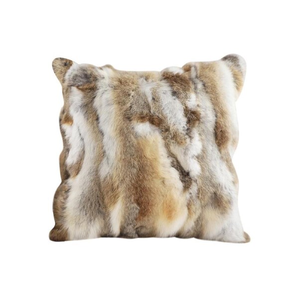 SOGA 45cm Throw Pillow Coffee Rabbit Fur Square Warm Cozy Decorative Cushion Home Decor