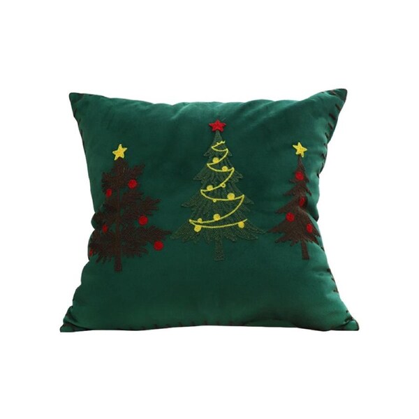 SOGA 45cm Green Christmas Tree Embroidered Throw Pillow