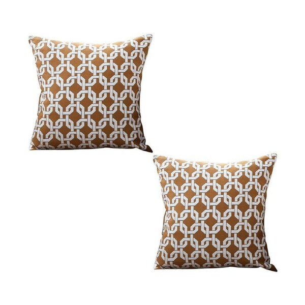 SOGA 2X 45cm Brown Checkered Chain Jacquard Square Pillow Decorative Cushion for Living Room