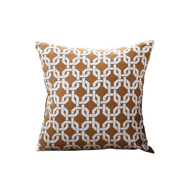 SOGA 45cm Brown Checkered Chain Jacquard Square Pillow Decorative Cushion for Living Room