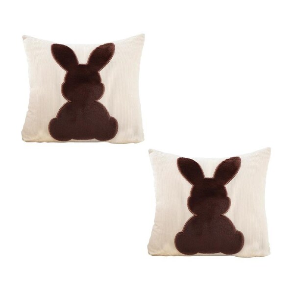 SOGA Soft Coffee Bunny Design Throw Pillow Light Tan 45cm 2 Pack