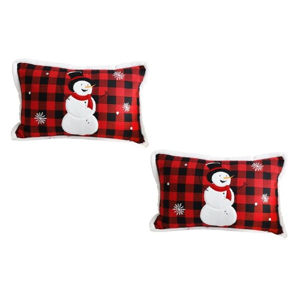 SOGA 2-Pack 30cm Red Christmas Snowman Lumbar Throw Pillows