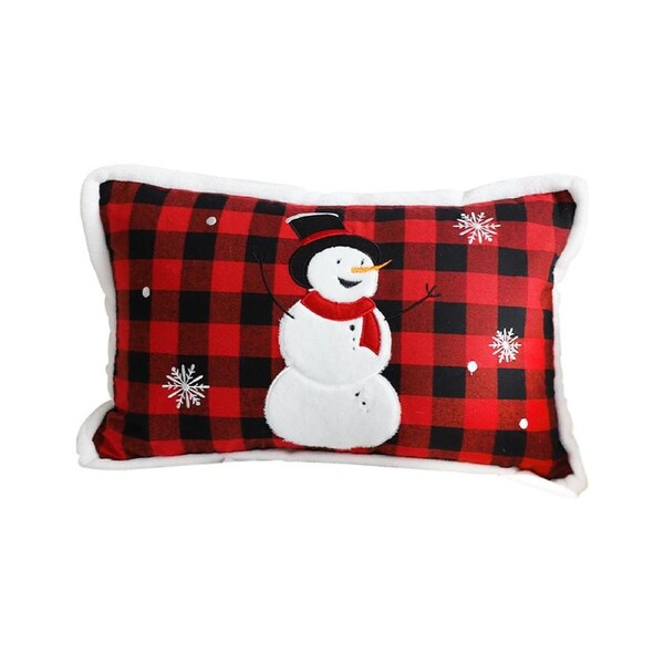 SOGA 30cm Red Christmas Snowman Lumbar Throw Pillow