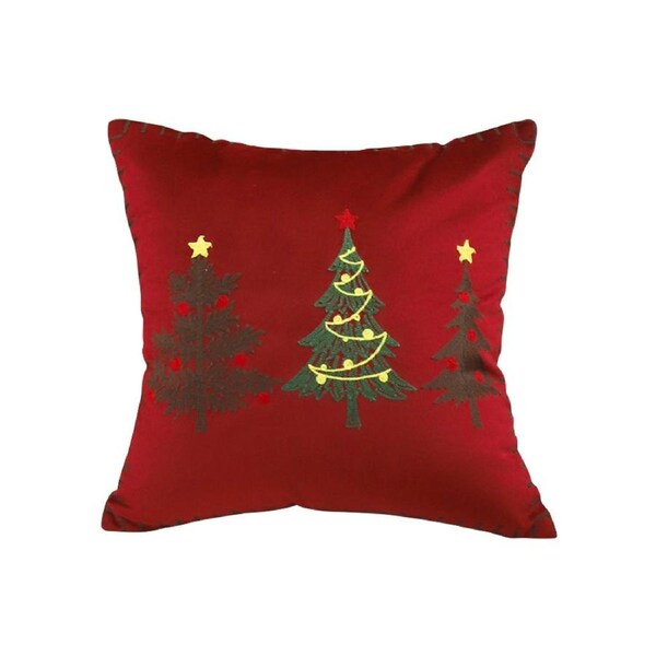 SOGA 45cm Burgundy Red Christmas Tree Embroidered Throw Pillow