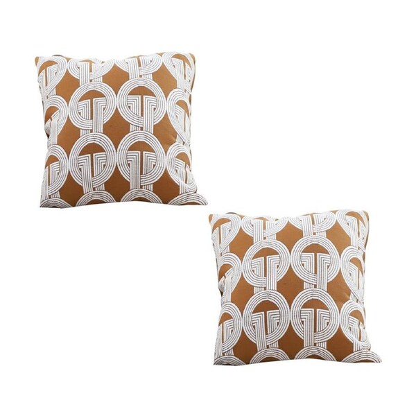 SOGA 2X 45cm Brown Circular Chain Jacquard Square Pillow Decorative Cushion for Living Room