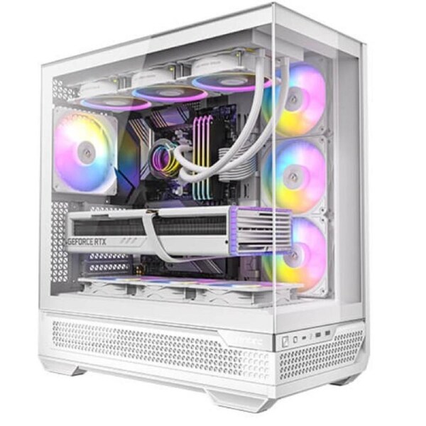 Antec C7-ARGB ATX,E-ATX Panoramic 270 View, USB-C, 4x ARGB PWM Fans. Side Radiator. RTX 5090, 9700x Back Connect MBs, Flip Door, White Case