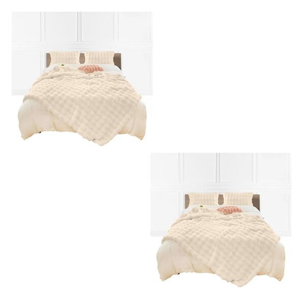 SOGA 2X 160X200cm Throw Blanket Light Camel Color Double Layer Rabbit Fur Cozy Comfort with Stylish Decor