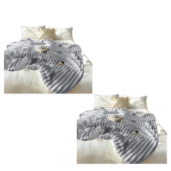 SOGA 2X 150x200cm Throw Blanket Smoke Gray Premium Milk Velvet Luxuriously Soft Cozy Bedding