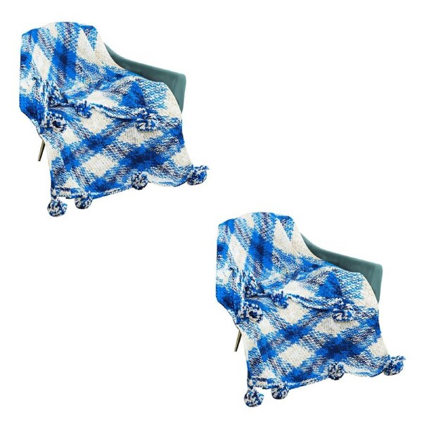 SOGA 2X 90x200cm Throw Blanket Blue Deep Sea Gradient Dyed Art Stylish Decorative Cozy