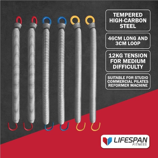 Lifespan Fitness Studio Pilates Machine 6 Springs Set (2x Red 2x Blue 2x Yellow)