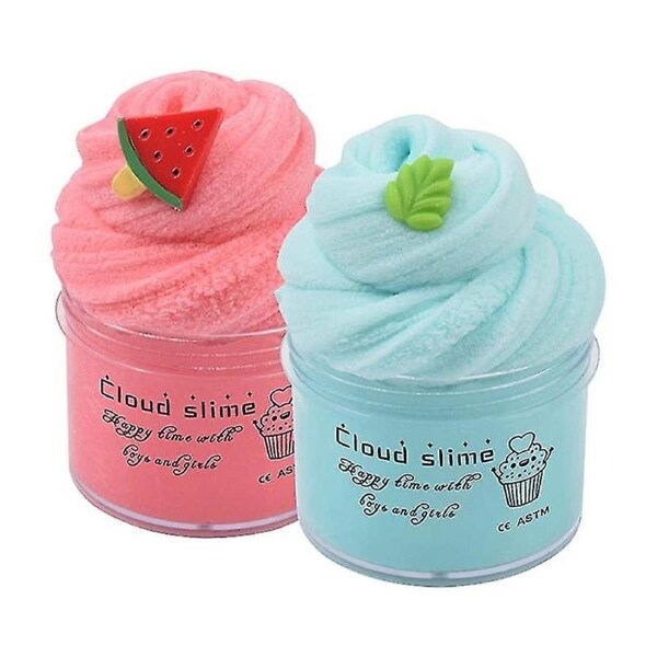 Fluffy Cloud Slime Set Of 2, Diy Slime Soft And Stretchy, Scented Slime For Children, Party Favour, Putty Toys For Girls And Boys, Funny Toy