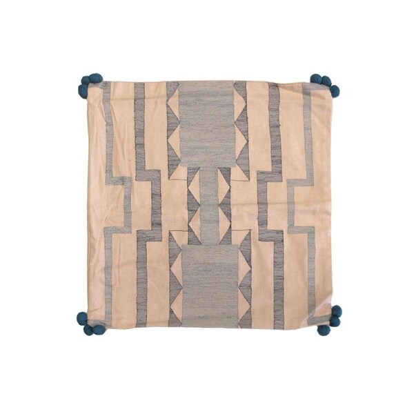 Lennox Pink Blue Embroidered Cushion Cover 43 x 43cm