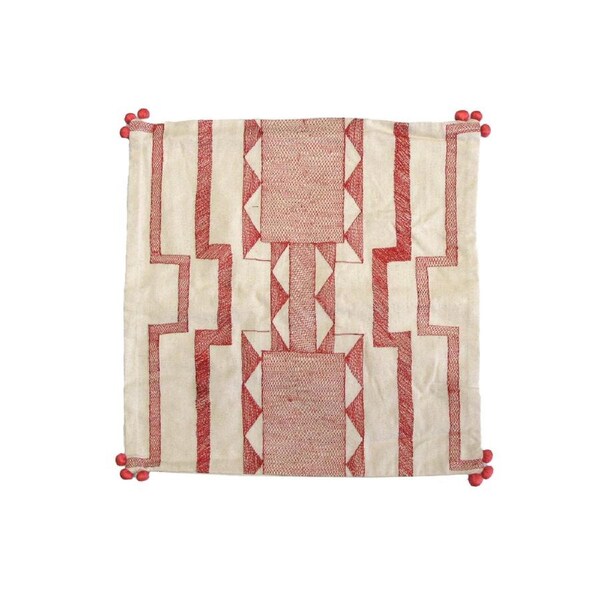 Lennox Cream Red Embroidered Cushion Cover 43 x 43cm