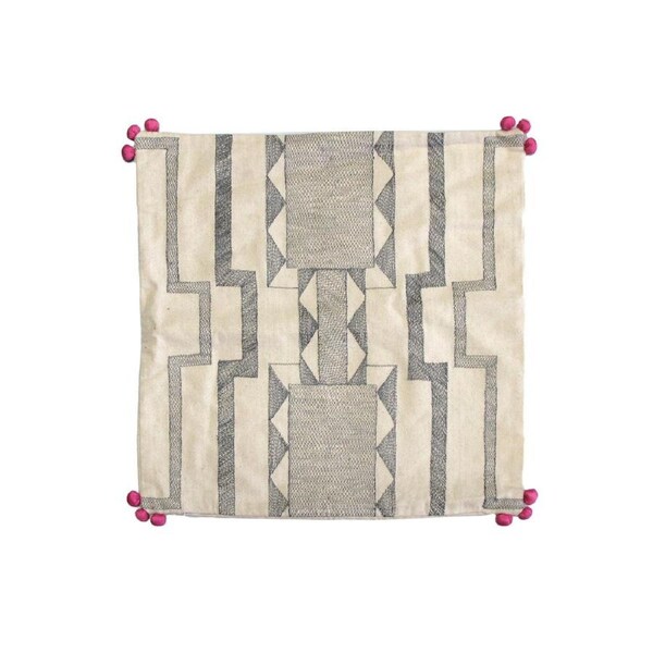 Lennox Cream Black Embroidered Cushion Cover 43 x 43cm