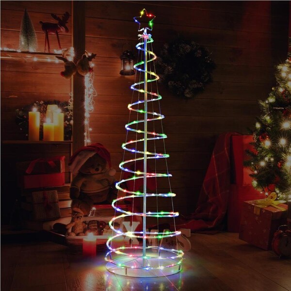Costway 1.83M Spiral LED Christmas Tree String Lights w/10 Modes &Bluetooth Party Gift